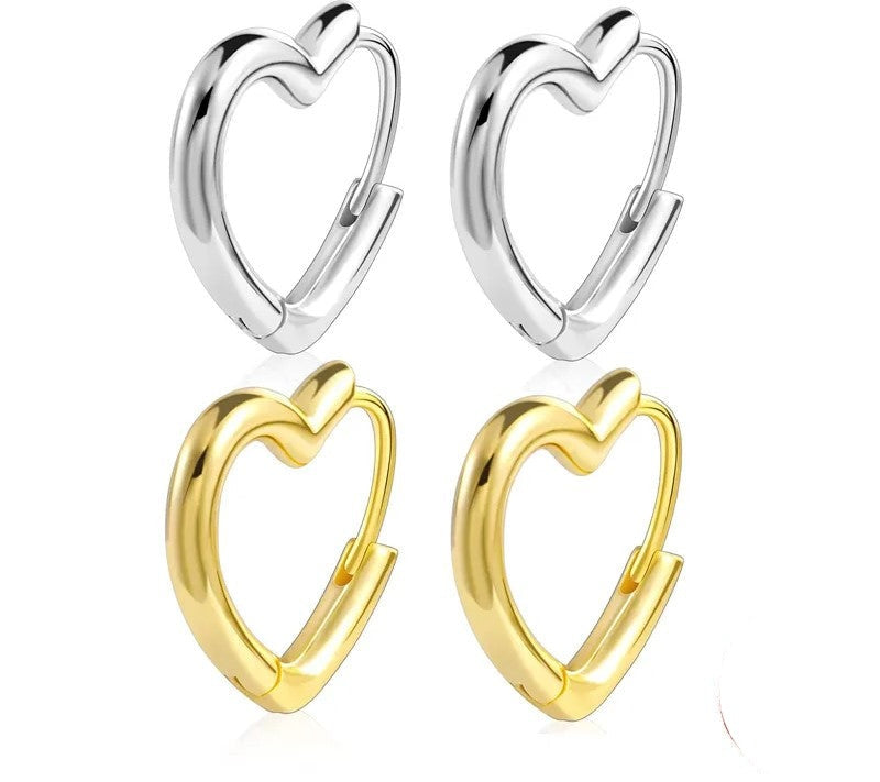 925 Sterling Silver Heart Shaped Hoop Earrings - TEA LU SHOP