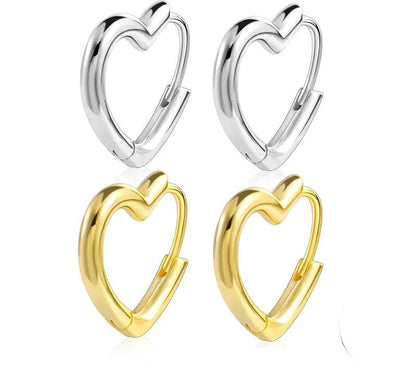 925 Sterling Silver Heart Shaped Hoop Earrings - TEA LU SHOP