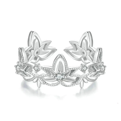 925 Sterling Silver Dazzling CZ Lotus Flower Ring