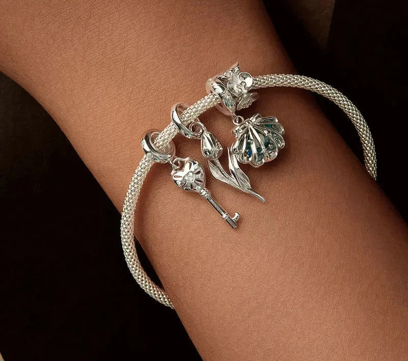 925 Sterling Silver Tulip Flower Charm
