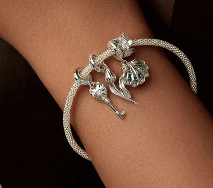 925 Sterling Silver Tulip Flower Charm