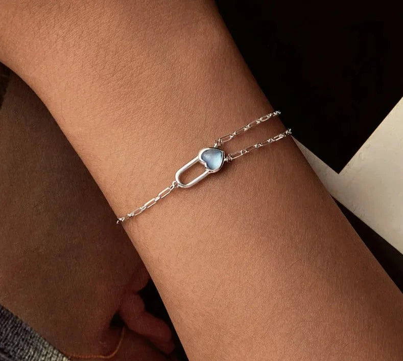 925 Sterling Silver Natural Aquamarine Bracelet