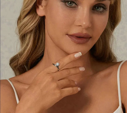 Delicate Moissanite and Lab Diamond Ring