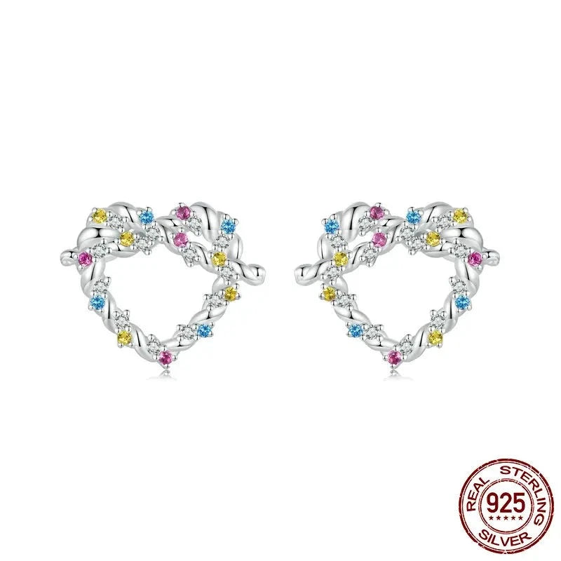 925 Sterling Silver Heart Love Earrings