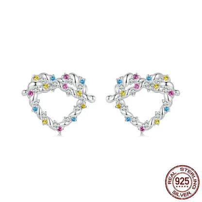 925 Sterling Silver Heart Love Earrings