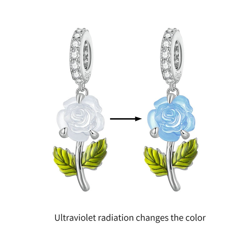 925 Sterling Silver Rose Flower Charms - TEA LU SHOP