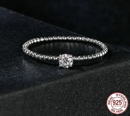 925 Sterling Silver Stackable Moissanite Beads Ring - Shine Bright Store