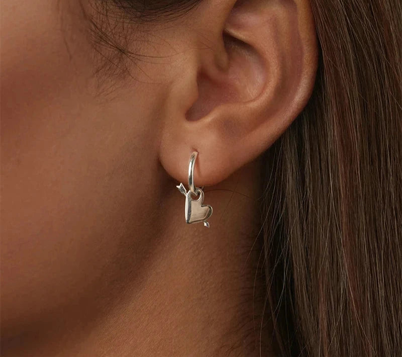 925 Sterling Silver Heart Hoop Earrings