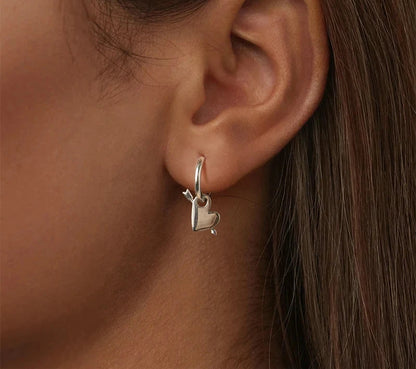 925 Sterling Silver Heart Hoop Earrings