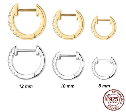 925 Sterling Silver Cubic Zircon Cuff Earrings - TEA LU SHOP