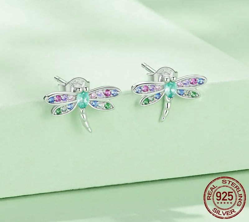 925 Sterling Silver Dragonfly Stud Earrings - TEA LU SHOP