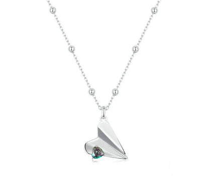 925 Sterling Silver Heart Origami Necklace - TEA LU SHOP