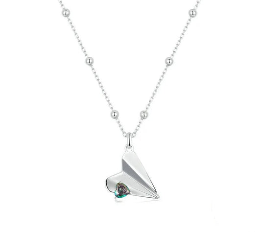925 Sterling Silver Heart Origami Necklace - TEA LU SHOP