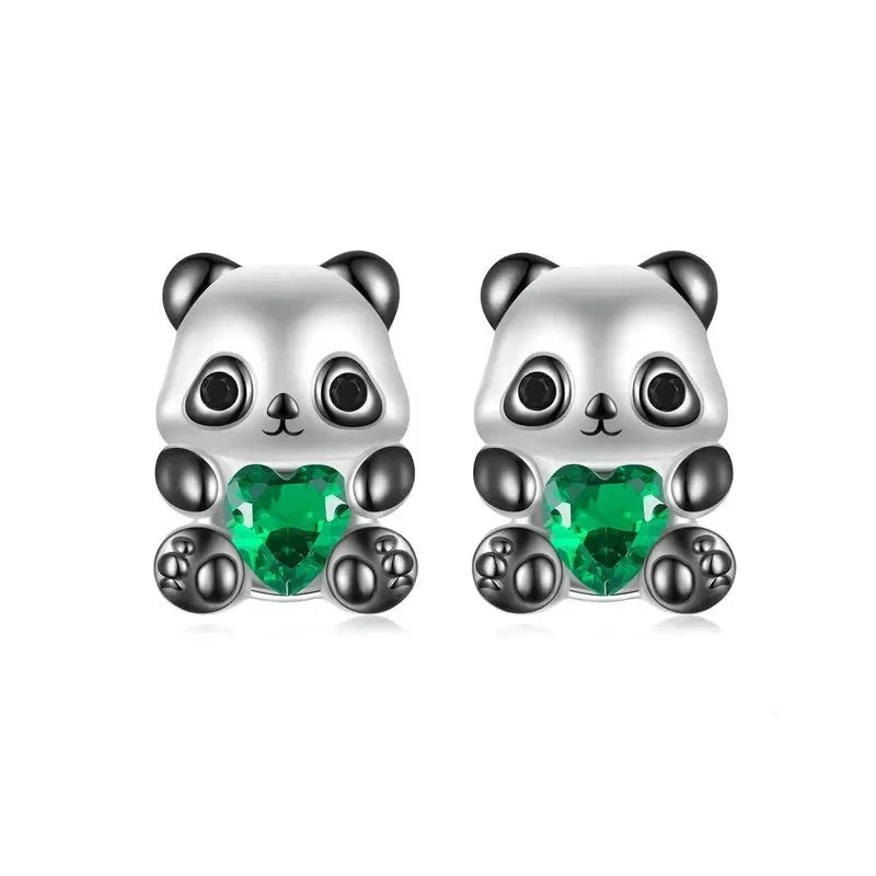 925 Sterling Silver Dainty Panda Stud Earrings