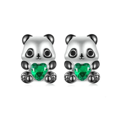 925 Sterling Silver Dainty Panda Stud Earrings