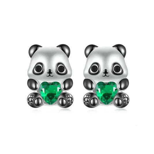 925 Sterling Silver Dainty Panda Stud Earrings