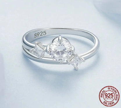 925 Sterling Silver Sparkling Stars Double Layer Ring