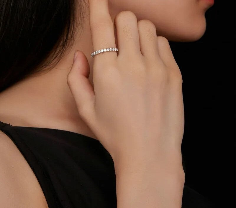 925 Sterling Silver Moissanite Ring - TEA LU SHOP