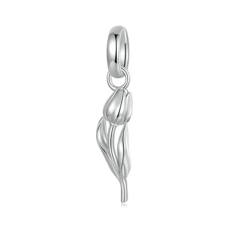 925 Sterling Silver Tulip Flower Charm
