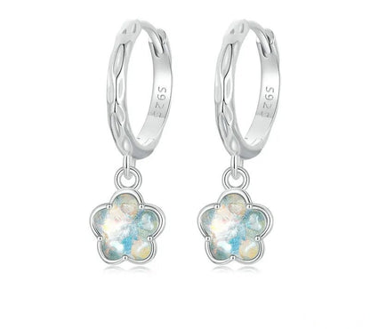 925 Sterling Silver Fantasy Ice Flower Hoop Earrings - Shine Bright Store