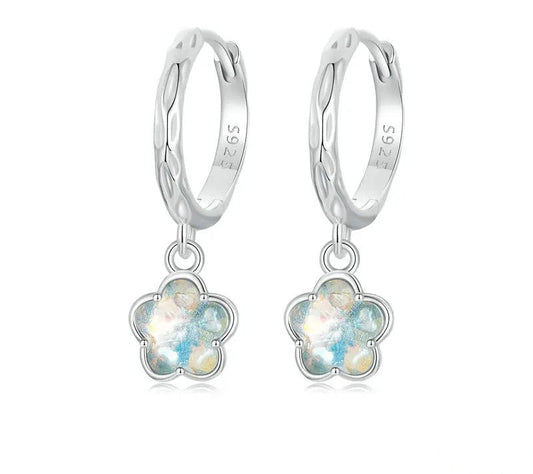 925 Sterling Silver Fantasy Ice Flower Hoop Earrings - Shine Bright Store
