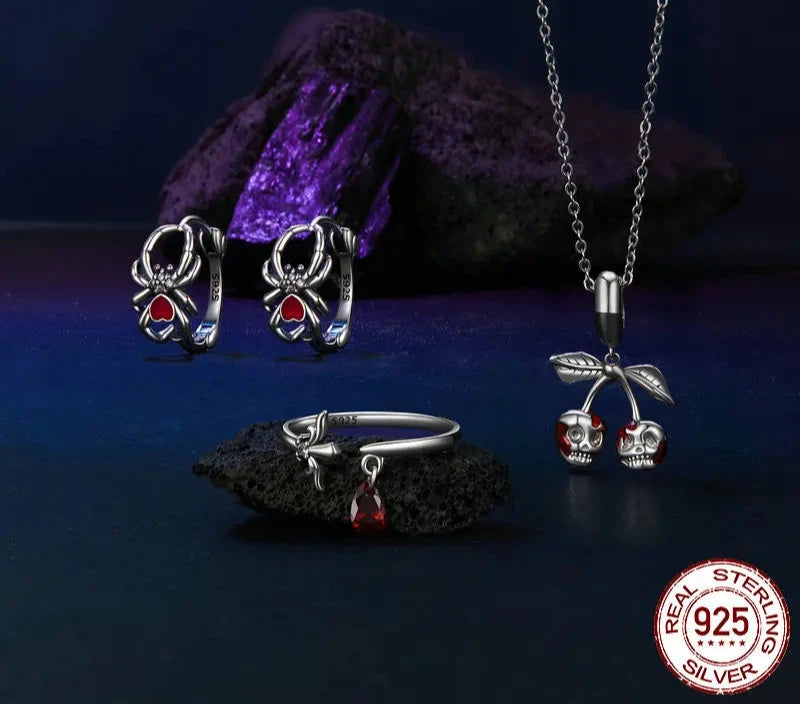 925 Sterling Silver Cherry Skull Pendant