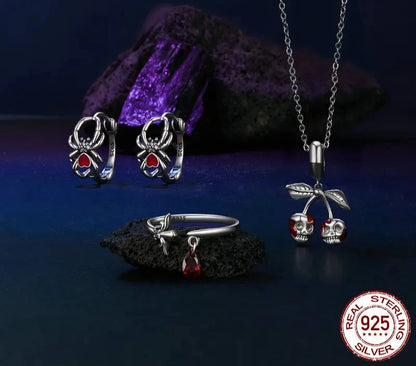 925 Sterling Silver Cherry Skull Pendant