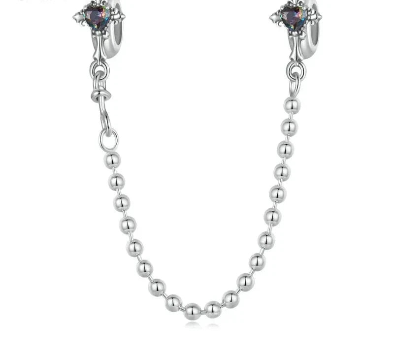 925 Sterling Silver Vintage Cross Safety Chain