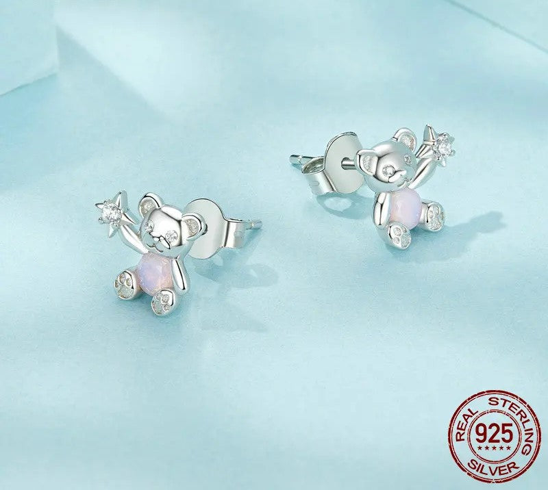 925 Sterling Silver Cute Bear Stud Earrings - Shine Bright Store