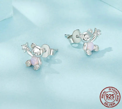 925 Sterling Silver Cute Bear Stud Earrings - Shine Bright Store