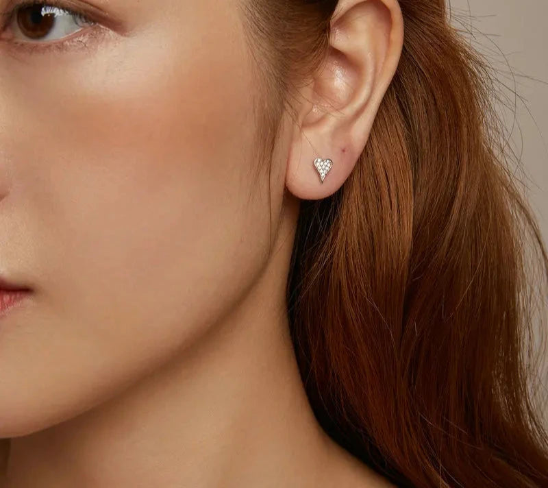 Heart CZ Stud Earrings