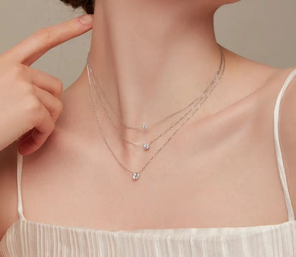 925 Sterling Silver Geometric Zircon Necklace - TEA LU SHOP