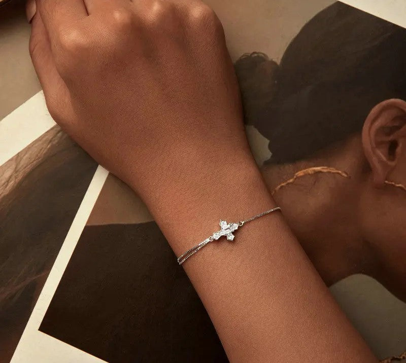 925 Sterling Silver CZ Cross Bracelet - Shine Bright Store
