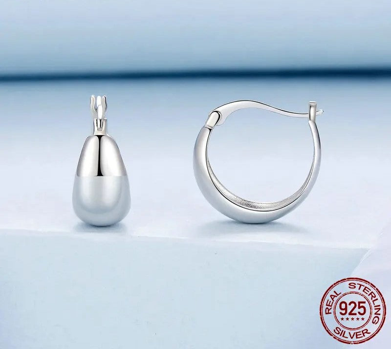 925 Sterling Silver Minimalist Open Hoop Earrings - TEA LU SHOP