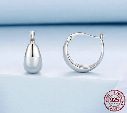 925 Sterling Silver Minimalist Open Hoop Earrings - TEA LU SHOP