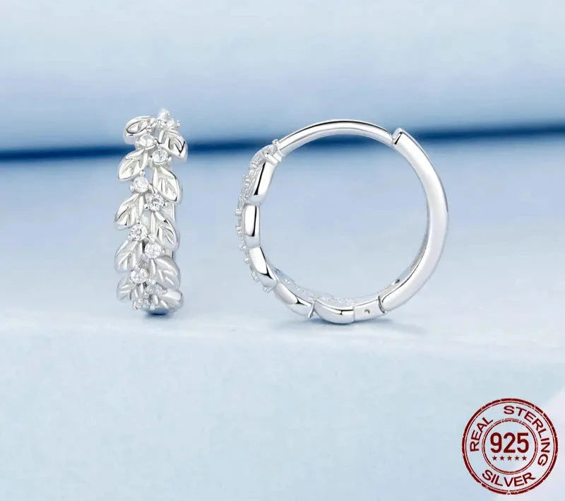 925 Sterling Silver Flower Hoop Earrings