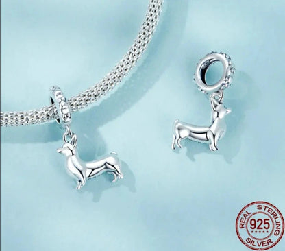 925 Sterling Silver Cute Corgi Charms