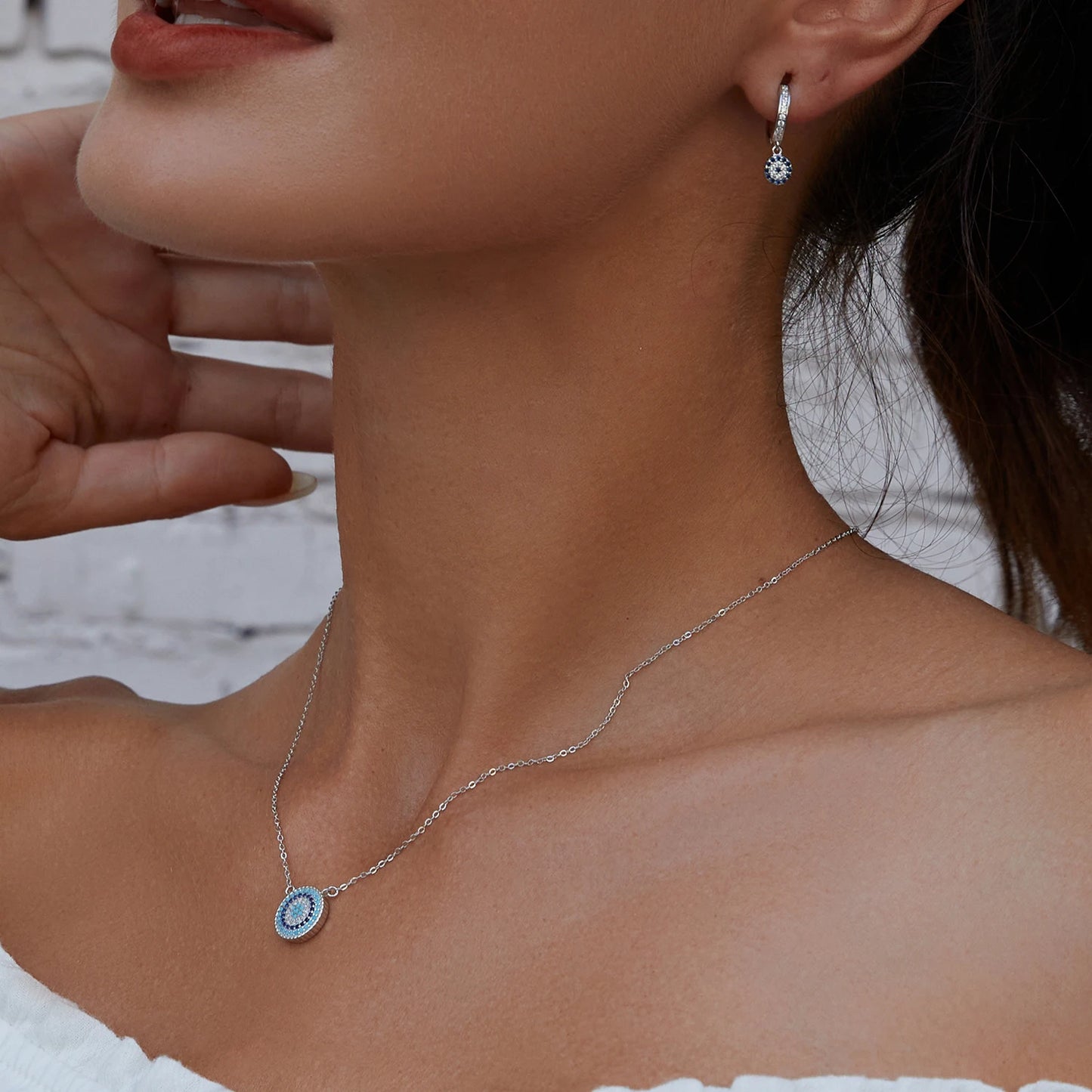 925 Sterling Silver Blue Evil Eyes Necklace - TEA LU SHOP