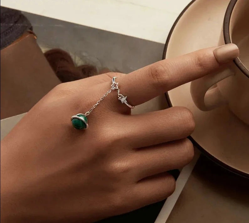 925 Sterling Silver Natural Malachite Ring