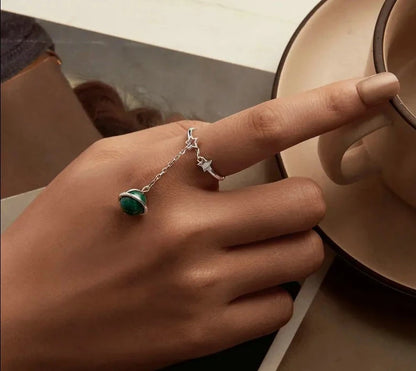 925 Sterling Silver Natural Malachite Ring