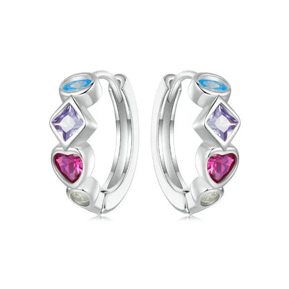 925 Sterling Silver Colorful Zircon Ear Buckles