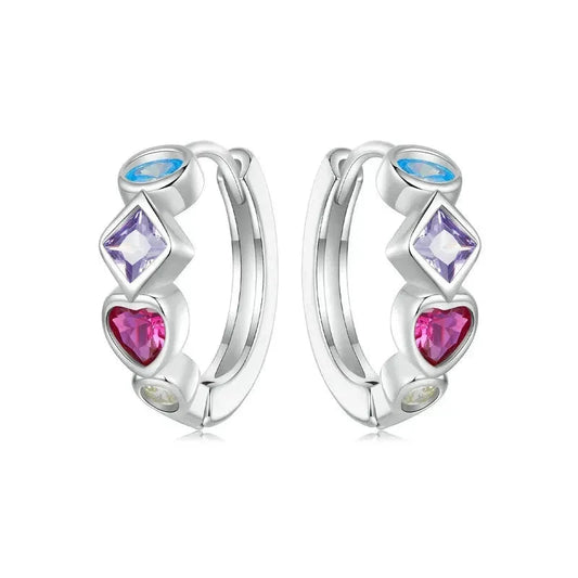 925 Sterling Silver Colorful Zircon Ear Buckles