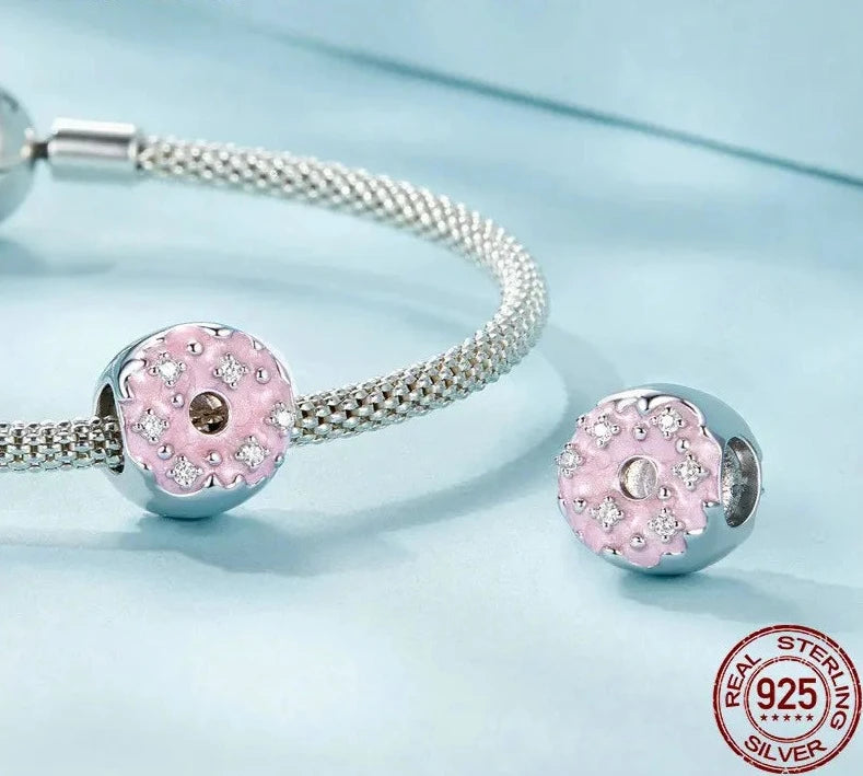 925 Sterling Silver Pink Doughnuts Сharm