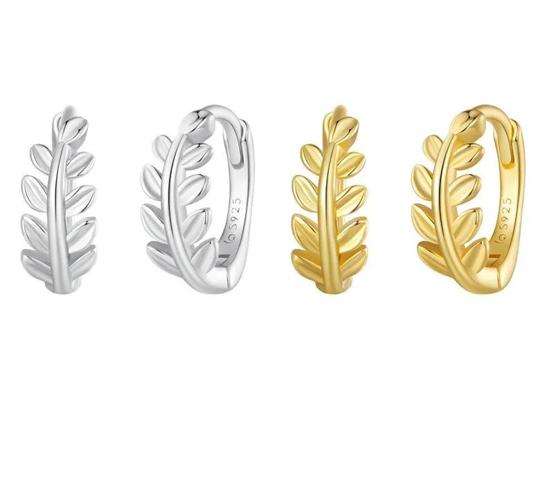 925 Sterling Silver Leaf Ear Buckles - TEA LU SHOP