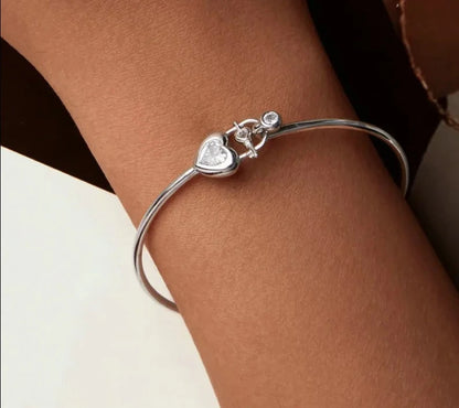 Dainty 925 Sterling Silver Lock Bar Bracelet