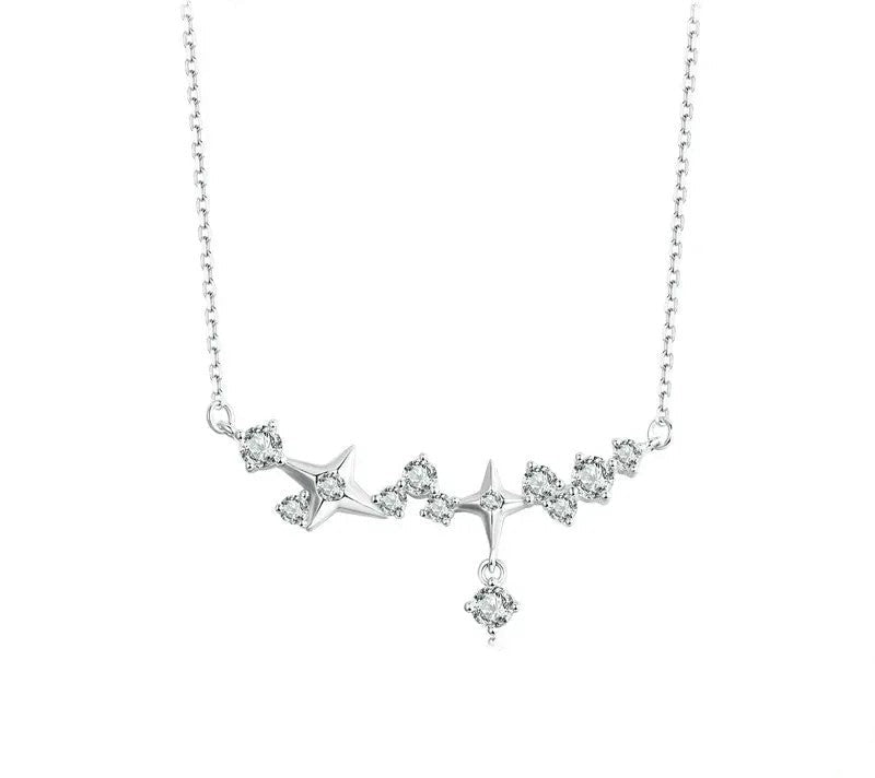 925 Sterling Silver CZ Elegant Starry Pendant Necklace - Shine Bright Store