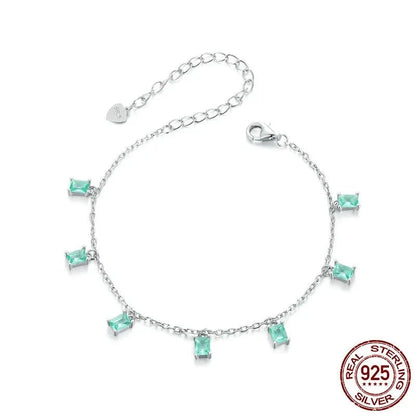 White Gold Plated Tassel Stackable Bracelet