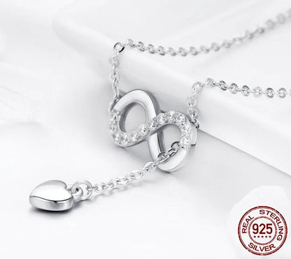 925 Sterling Silver Infinity Love Pendant Necklace - TEA LU SHOP