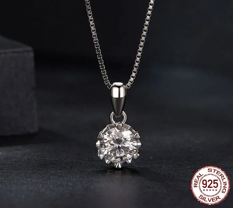 925 Sterling Silver Moissanite Necklace - TEA LU SHOP