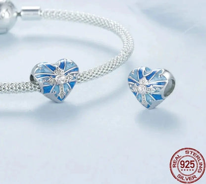925 Sterling Silver Heart Cross Charm